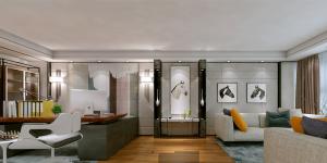 萬(wàn)科大廈欣悅化妝品公司，白與黃的搭配，簡(jiǎn)約、大氣！